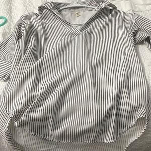 Black and white striped nice linen business shirt